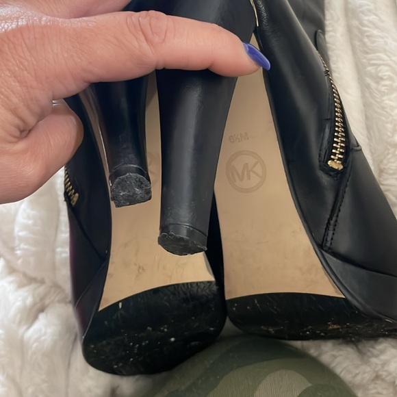 - Michael Michael Kors Georgia Platform Black Leather Ankle Boot Size 8.5 - Picture 5 of 8